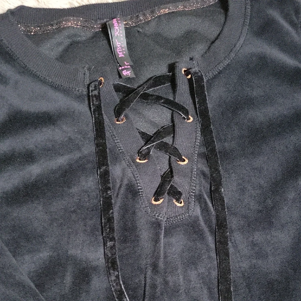 🌞Betsey Johnson Black Lace Up Top ( girls) Size LARGE. - Picture 3 of 6